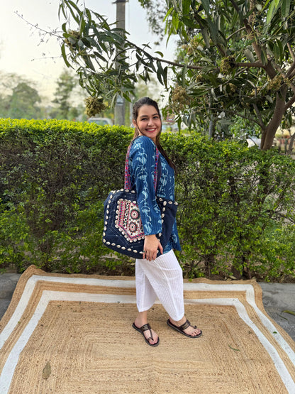 Indigo Cotton Blend Western Short Kurti