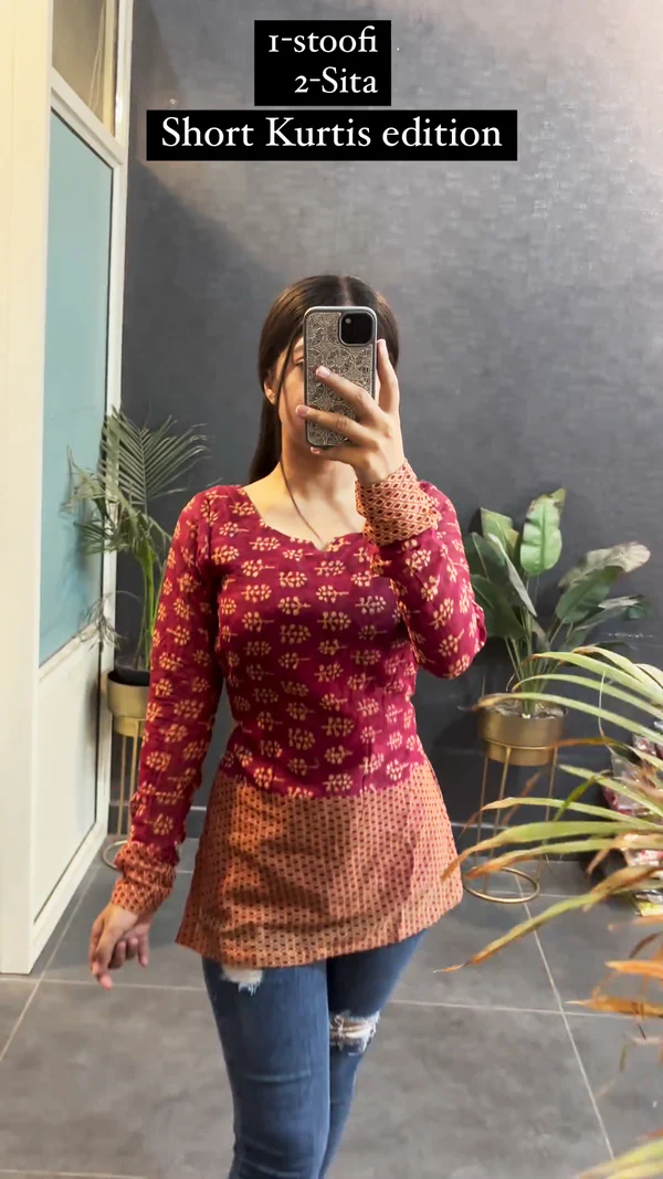 New Edition in Cotton Stoofi Short Kurtis in Full Sleeves