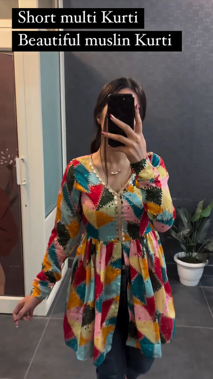 Multi Color Short Cotton less Top