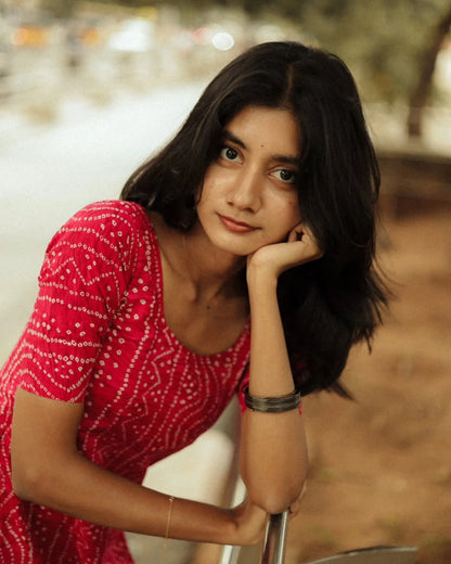 Fana- Cotton Bandhani slit cut kurti