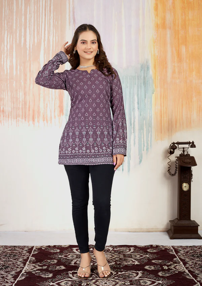 New Long Slevees in Short Printed Cotton Kurtis