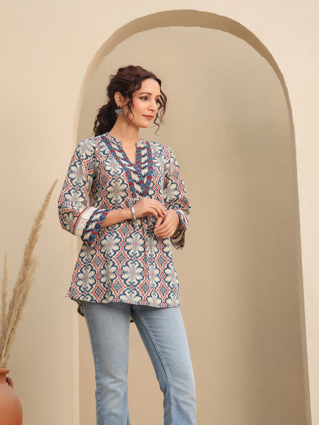Women Printed Cotton Short Kurti