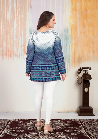 Cotton Printed Short Kurtas With Full Sleeves
