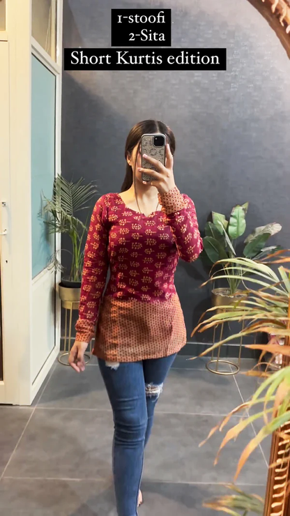 New Edition in Cotton Stoofi Short Kurtis in Full Sleeves