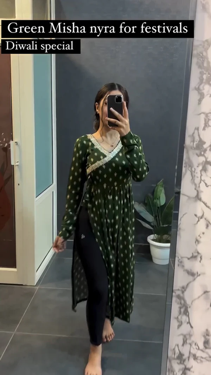 Green Cotton Less Misha Nyra Kurtis
