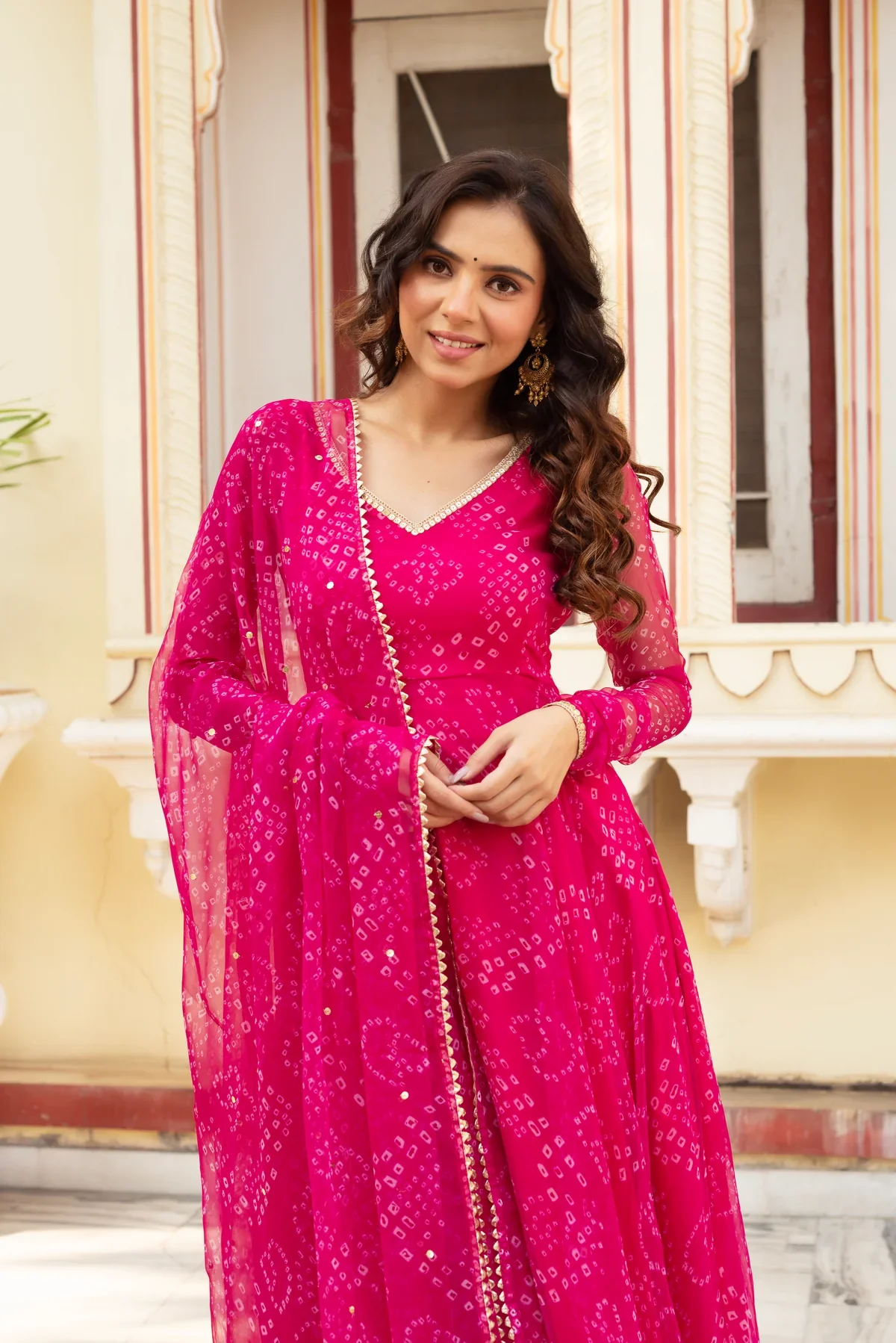 Latest Designer Pink Color Pure Georgette Printed Anarkali Suit Set